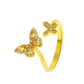 Ins Simple Butterfly Ring Female Personality Full Diamond Butterfly Geometric Metal Opening Index Finger Ring Jewelry