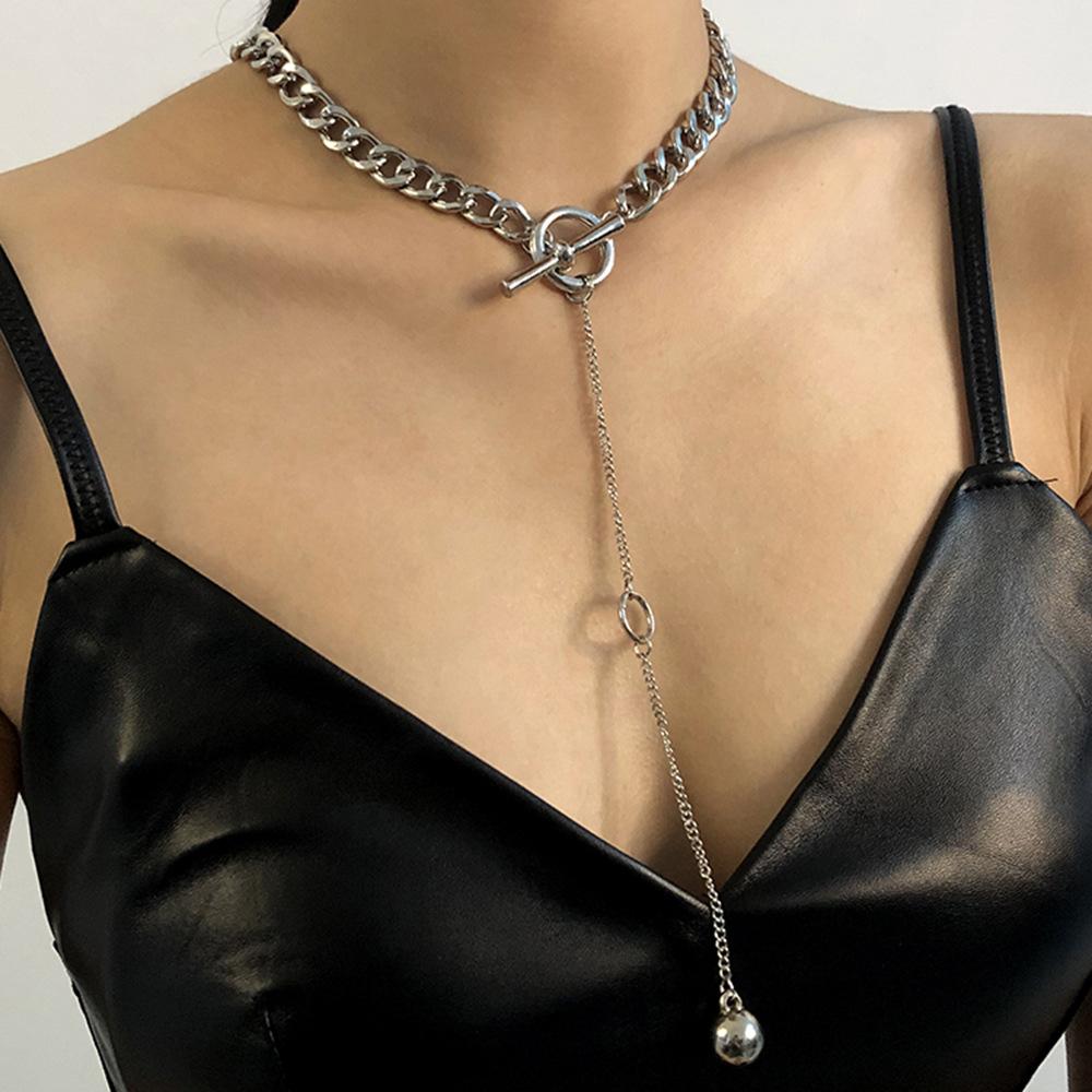 N795 Punk Pendant Clavicle Chain Metal Texture Exaggerated Trendy Necklace Necklace