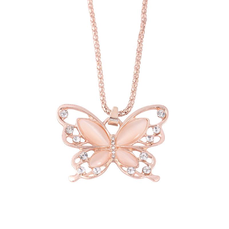 Fashion Butterfly Necklace Creative Animal Pendant Personality Simple Diamond Jewelry