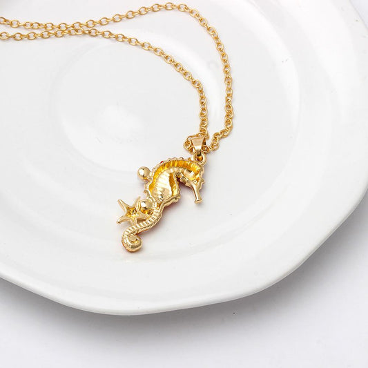 Fashion Creative Items Ocean Series Starfish Pearl Personality Seahorse Pendant Necklace