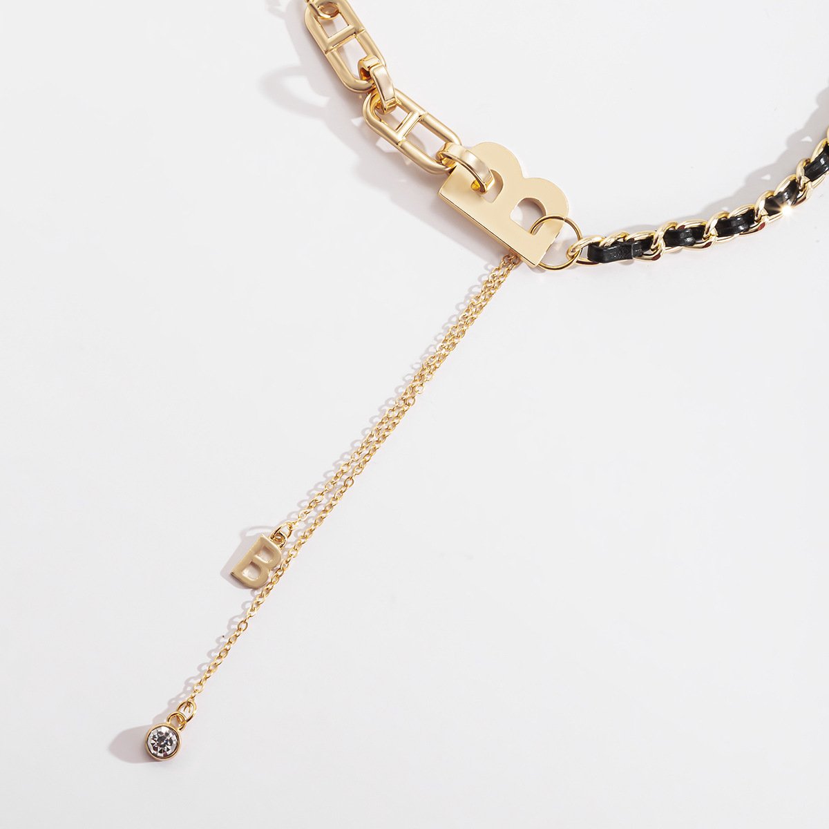 Jewelry Retro Hip Hop Chain Flannel Stitching Necklace Creative Alphabet Zircon Pendant Necklace Female