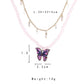 ins simple small round bead clavicle necklace fashion crystal bead glaze butterfly pendant double stacked necklace