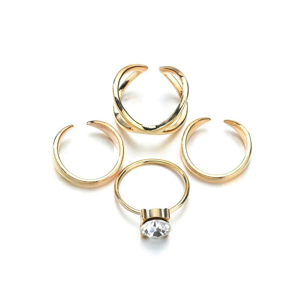 Accessories retro fashion rhinestone multi-circle multi-piece set ring female finger ring tail ring joint jewelry