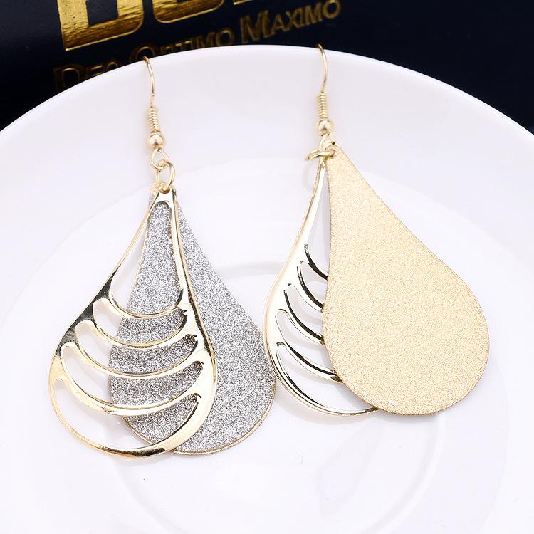 Popular Fashion Exaggerated Water Drop Alloy Frosted Earrings Boutique Earrings Earrings