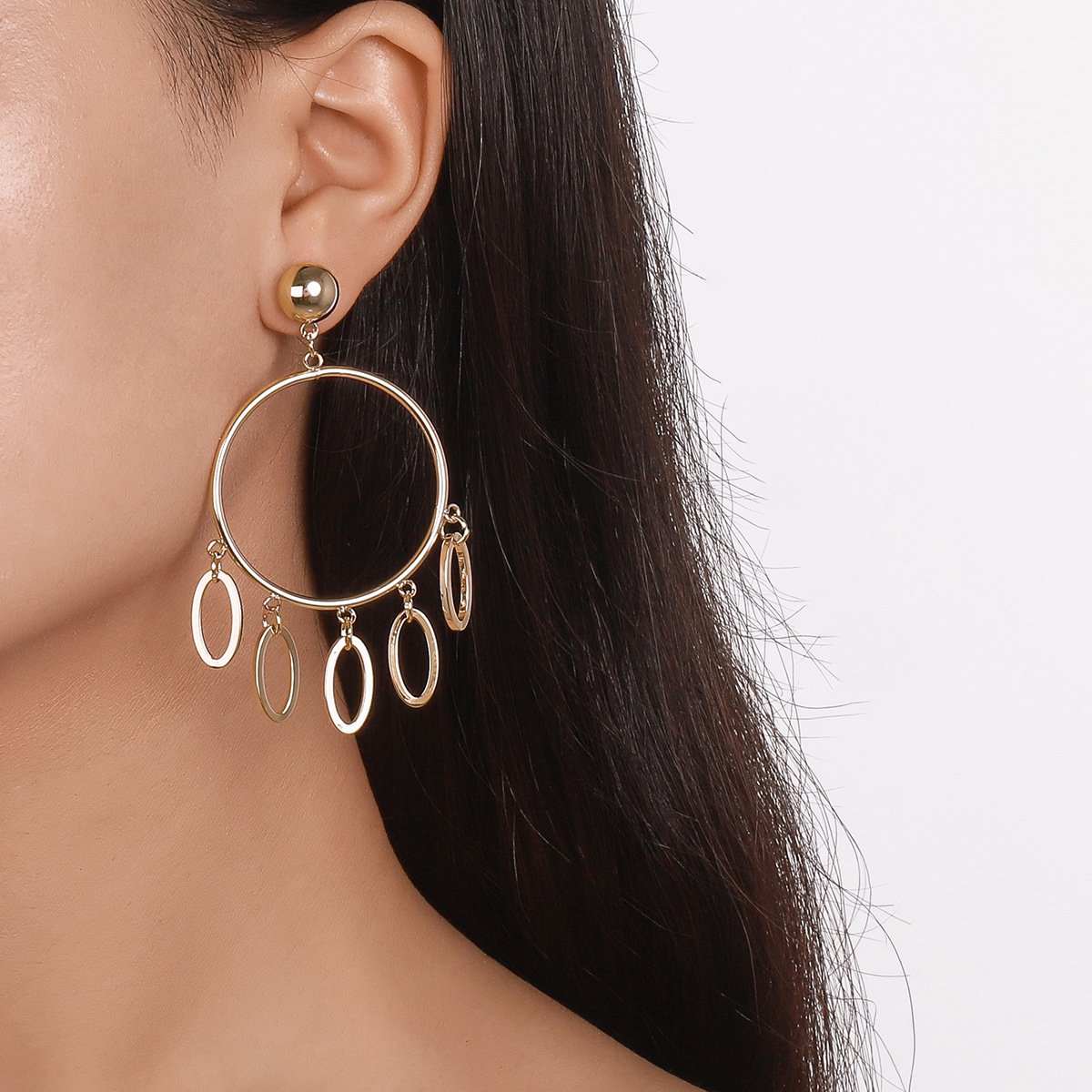 E152 Jewelry metal simple niche circle earrings tribal ethnic geometric earrings