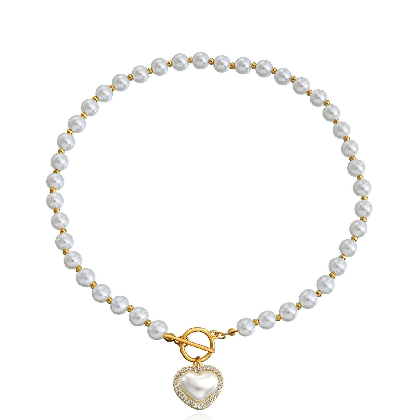Jewelry Acrylic Pearl Beaded Necklace Love Pendant Necklace Women's Versatile Choker
