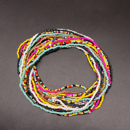 Hand Jewelry Mixed Color Multilayer Rice Bead Bracelet Set Female Bohemian Ethnic Bracelet