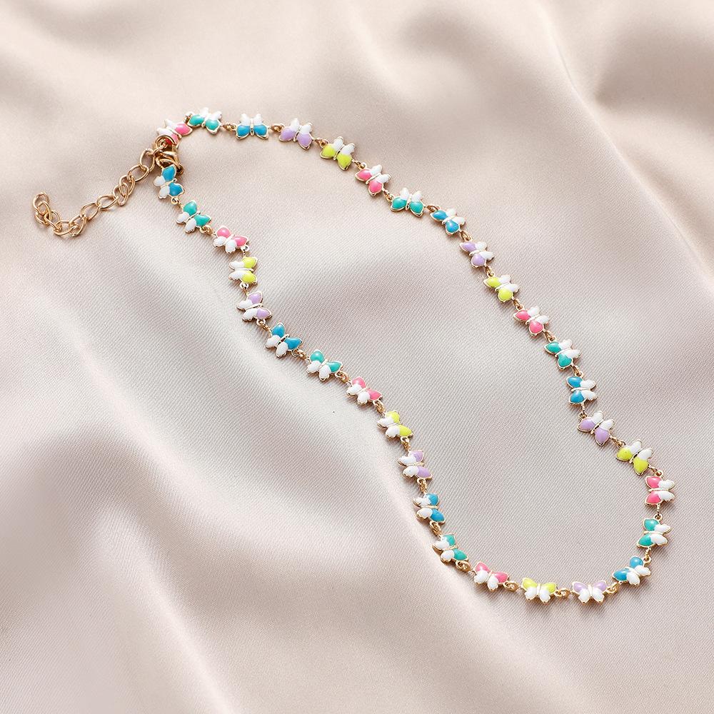 Personalized DIY Colorful Butterfly Clavicle Chain Mori Cute Trend Necklace Temperament Elegant Necklace Female