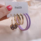 Winter Hepburn Temperament Alloy Earring Set Women's Versatile Gravel Big Earring Purple Cute Earrings