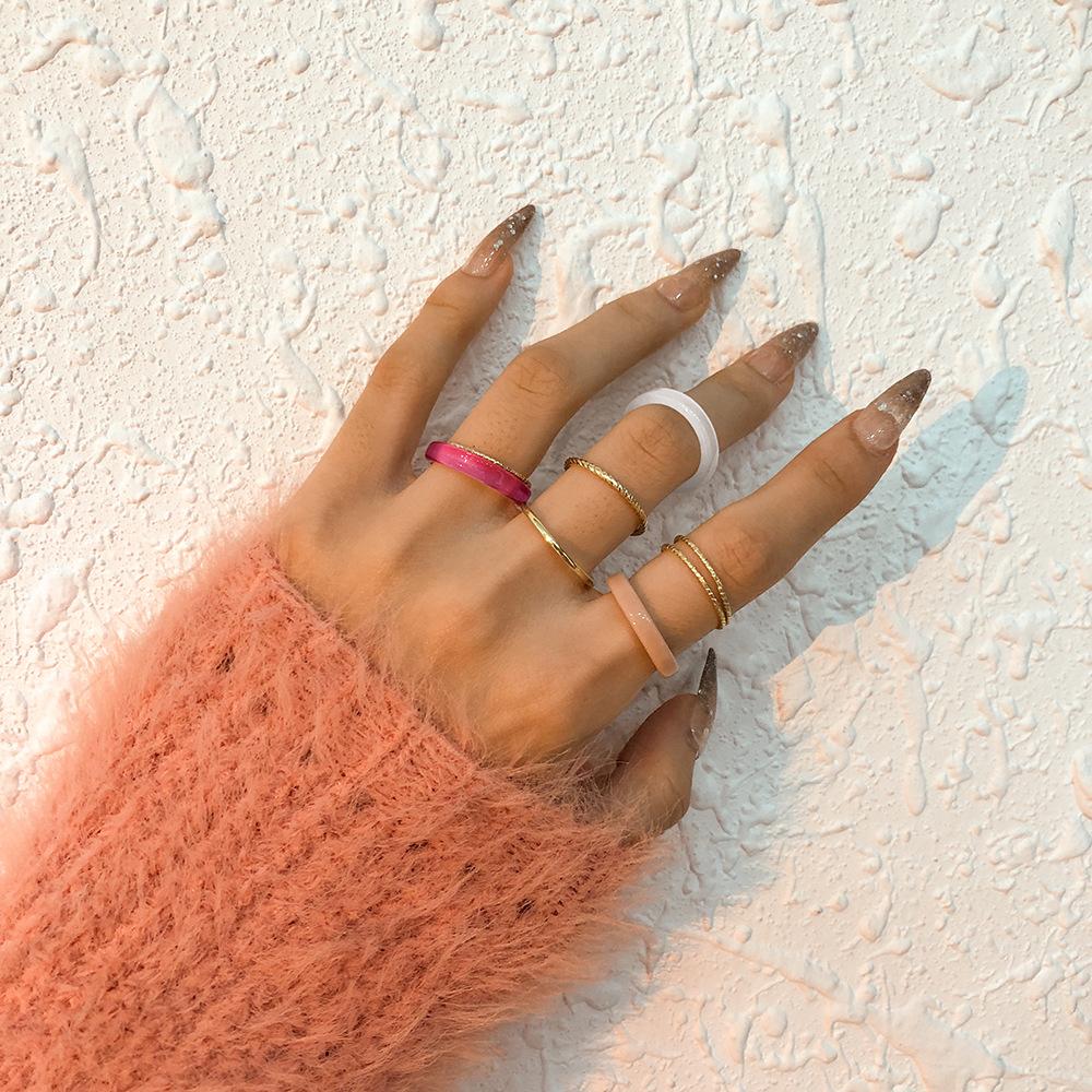 R734 Alloy Resin Simple Plain Circle Ring Design Sense Street Shot Niche Fashion Ring