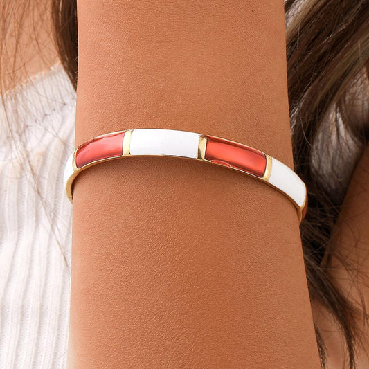 Simple fashion personality women's stainless steel creative design contrast color dripping oil bamboo adjustable bracelet