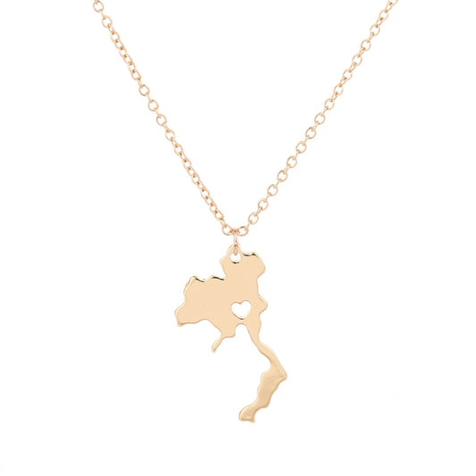 Jewelry Thailand Map Necklace Pendant Necklace Thick Gold Plating Hip Hop Jewelry