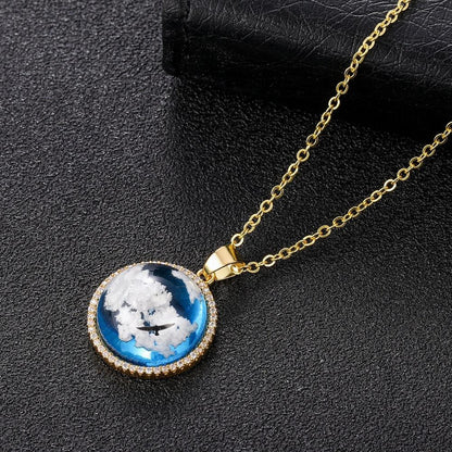 Creative Handmade Jewelry ETSY Blue Sky White Cloud Eagle Pendant Water Drop Shaped Resin Necklace