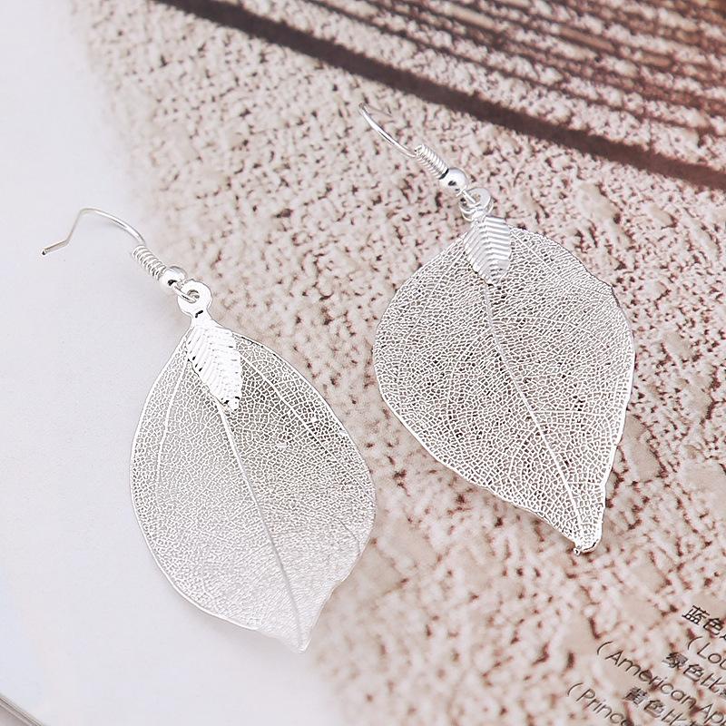 Creative Earrings Simple Leaf Exaggerated Earrings Leaf Plating Ear Jewelry