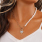 Fashionable and Exquisite Super Fairy Short Pearl Lock Heart Eye Necklace