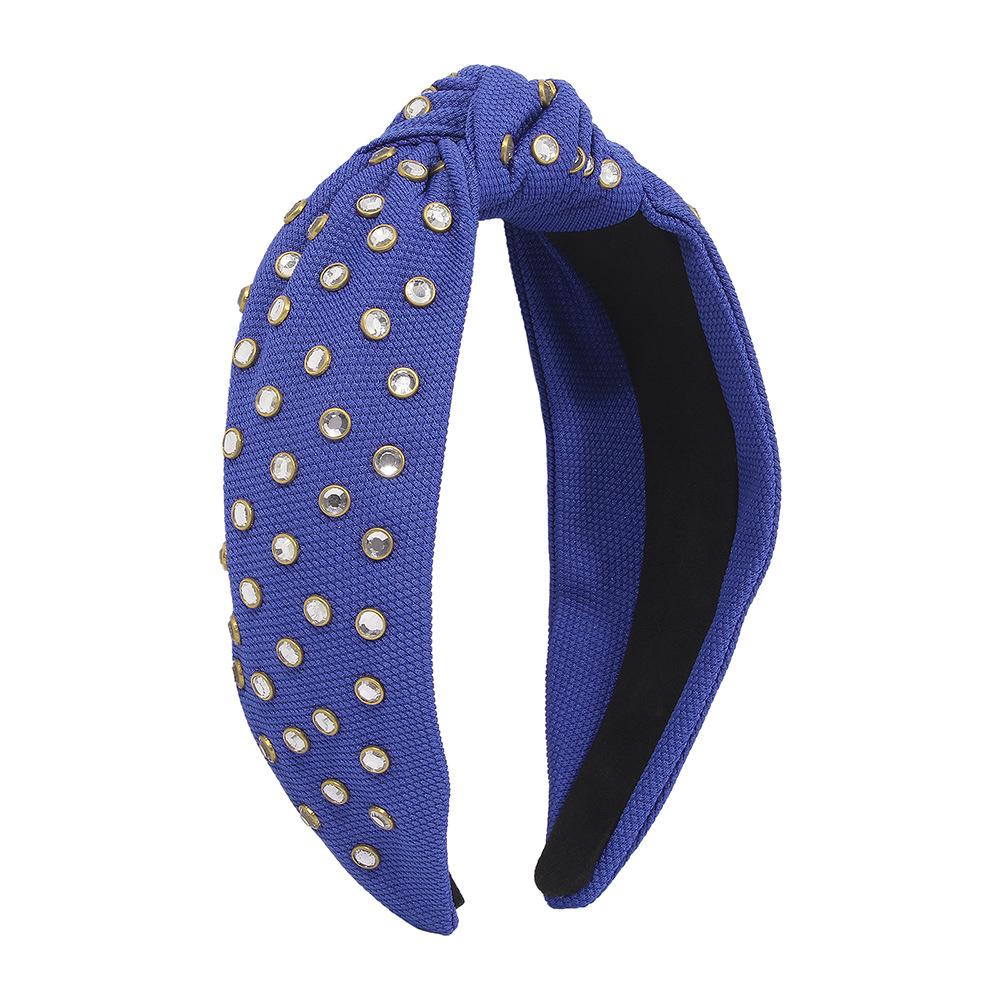 F3742 Jewelry wide-brimmed pressed hair solid color knotted headband rhinestone temperament simple color contrast hair accessories for women