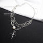 Cross double layered necklace female ins hip hop indifferent neck chain year temperament clavicle chain
