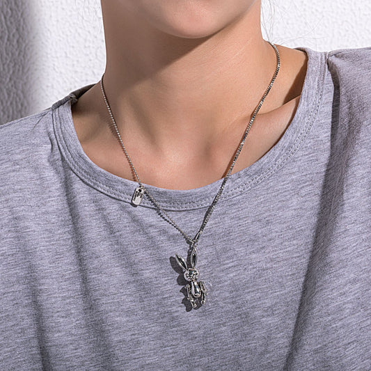Jewelry Xiao Zhan's same style cute rabbit pendant necklace men's and women's trendy style hip-hop personality necklace