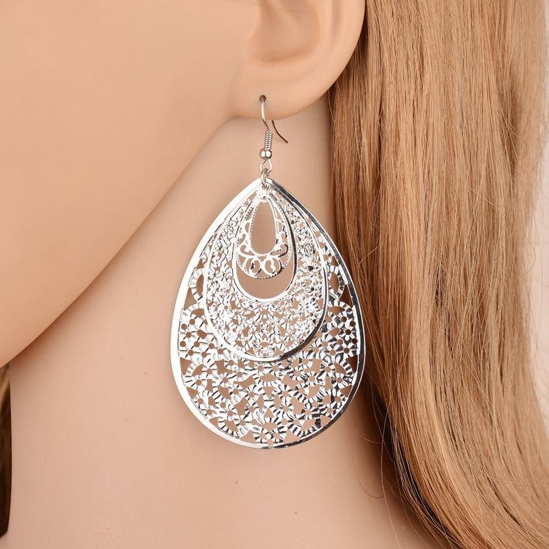 Popular Fashion Jewelry Exaggerated Quality Hollow Water Drop Earrings Earrings