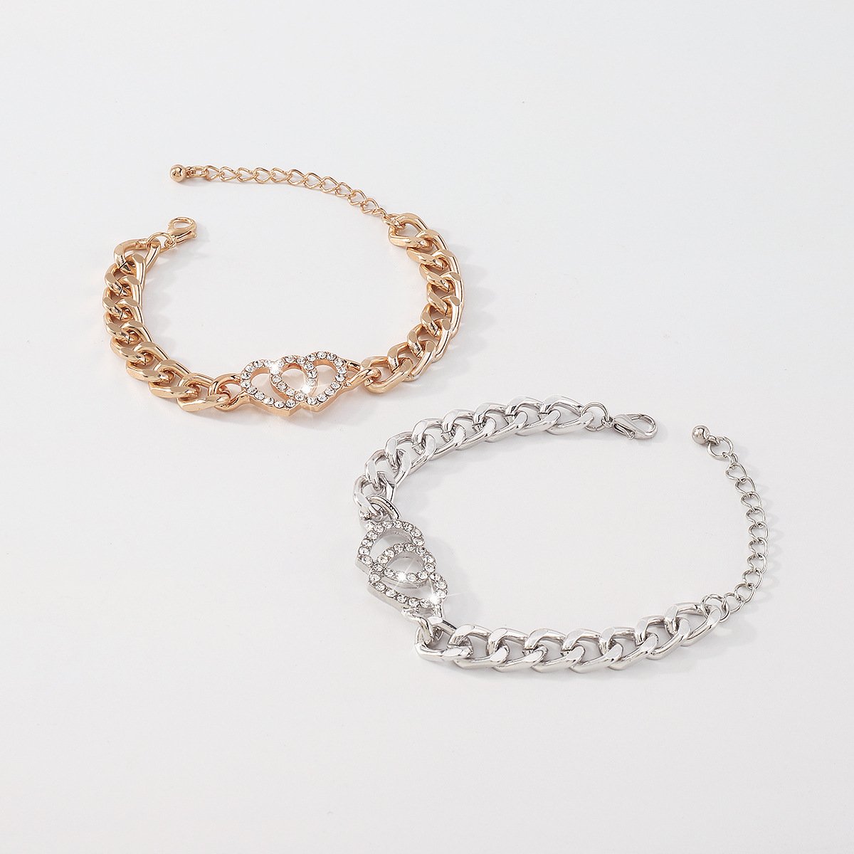 B1826 Internet celebrity fashion bracelet love rhinestone chain simple temperament couple girlfriends sweet cool jewelry