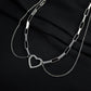 Niche design stainless steel double-layer love necklace ins indifferent personality simple peach heart collarbone chain sweet and cool