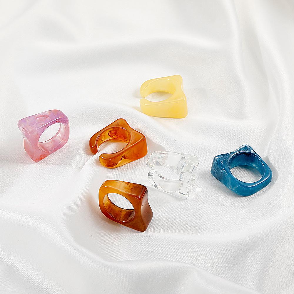 Summer square acrylic ring ins with the same transparent resin ring fashion geometric jewelry female