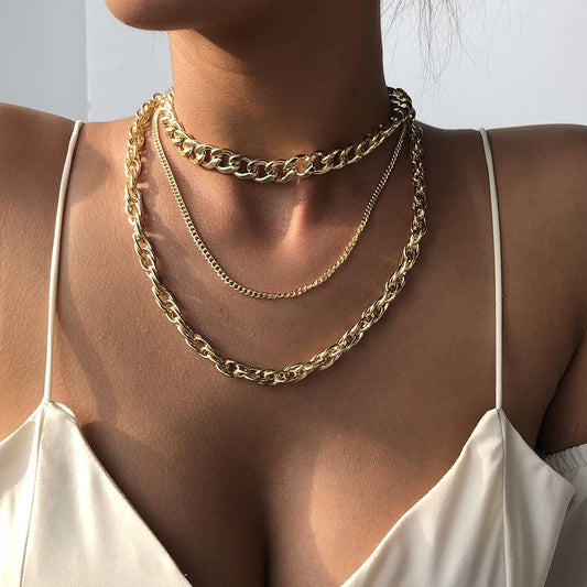 Multi-layer chain element clavicle chain versatile creative fashion necklace retro cold personality necklace