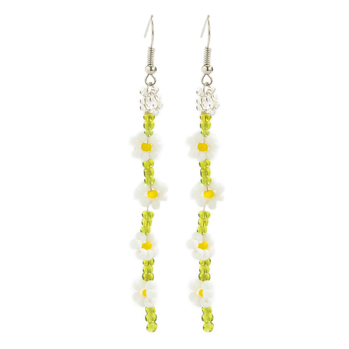 Bohemian daisy flower rice bead earrings female holiday hand-woven beaded earrings