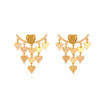 Fashion niche tassel love earrings high-end retro two-wear earrings autumn and winter versatile earrings