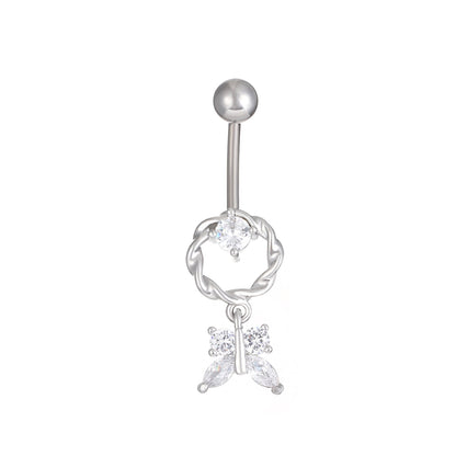 ins inlaid zircon butterfly navel nail navel decoration spider navel ring human body piercing jewelry