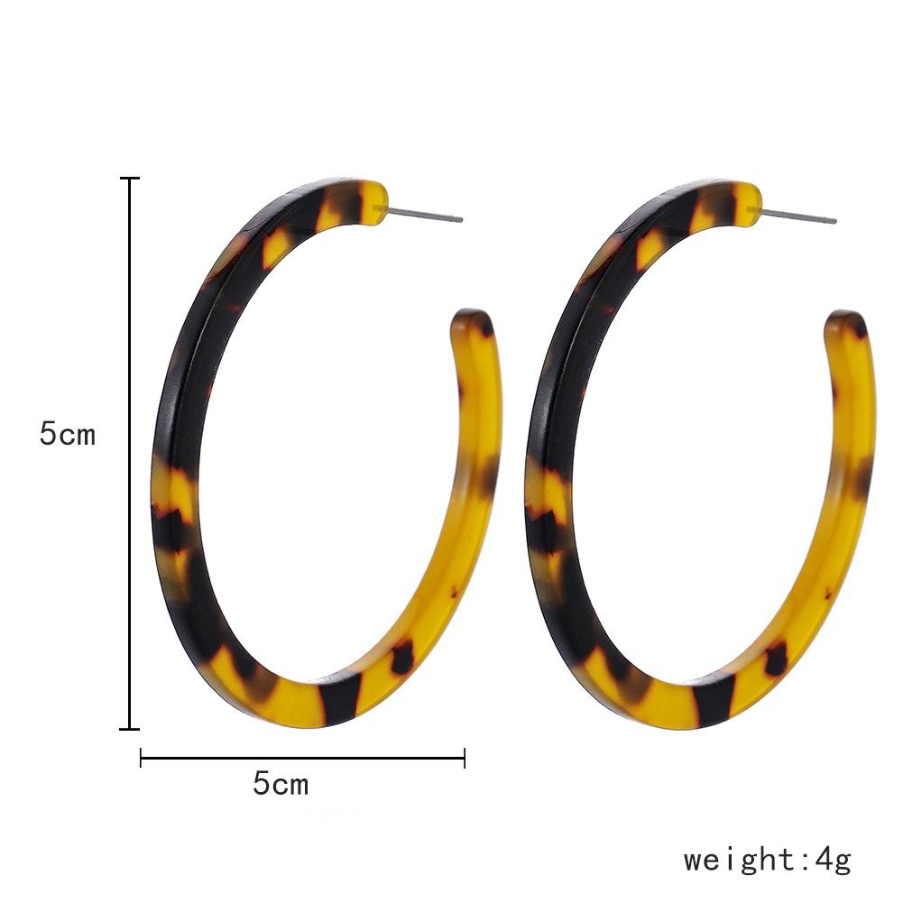 Exaggerated leopard print c-shaped acrylic plate earrings simple and versatile retro earrings women's accessories