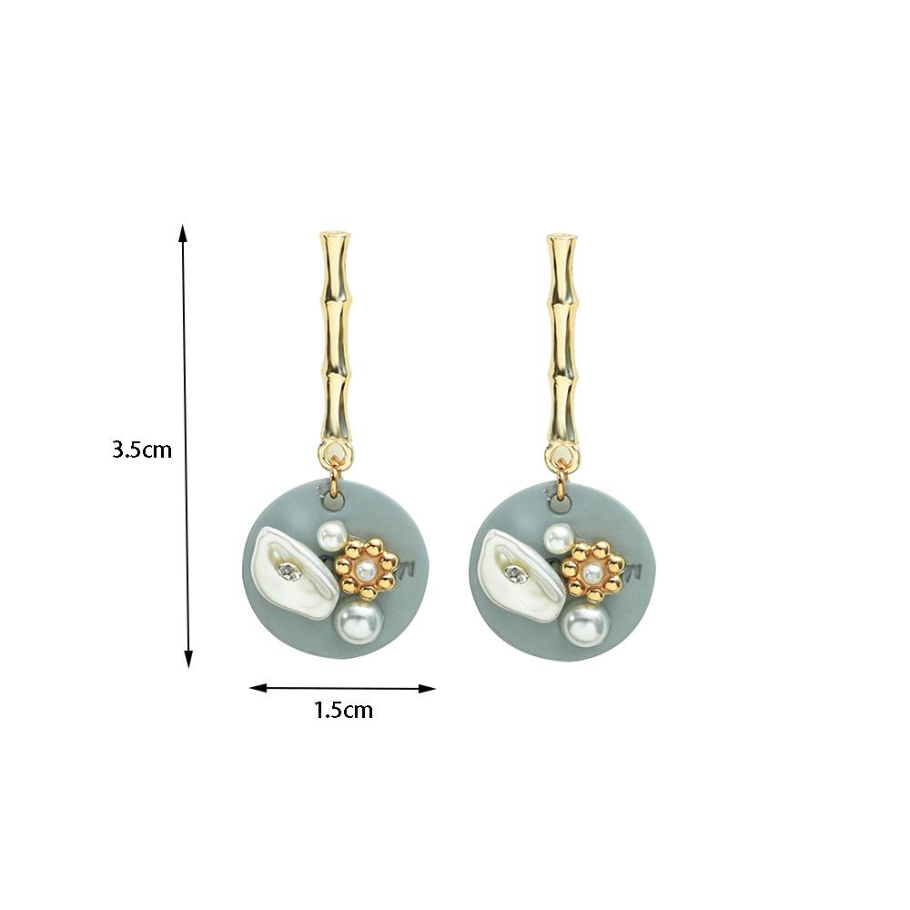 Temperament baroque pearl round earrings simple bamboo retro word earrings summer sweet ear accessories