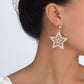 162 French light luxury romantic five-pointed star earrings pearl rhinestone hollow earrings net red geometric popular earrings