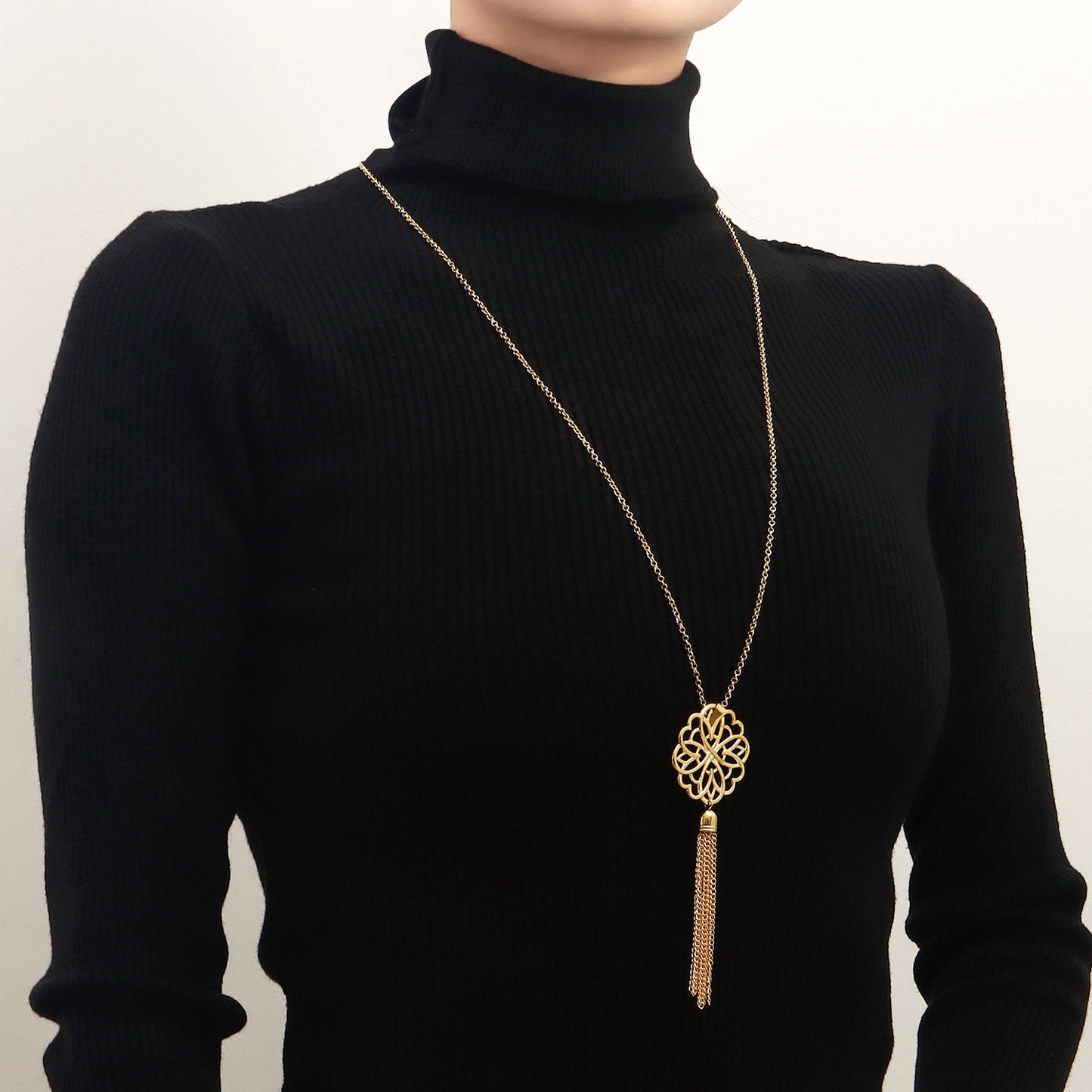 Jewelry INS Hollow Lotus Tassel Long Necklace Sweater Chain Female Simple Autumn and Winter Necklace