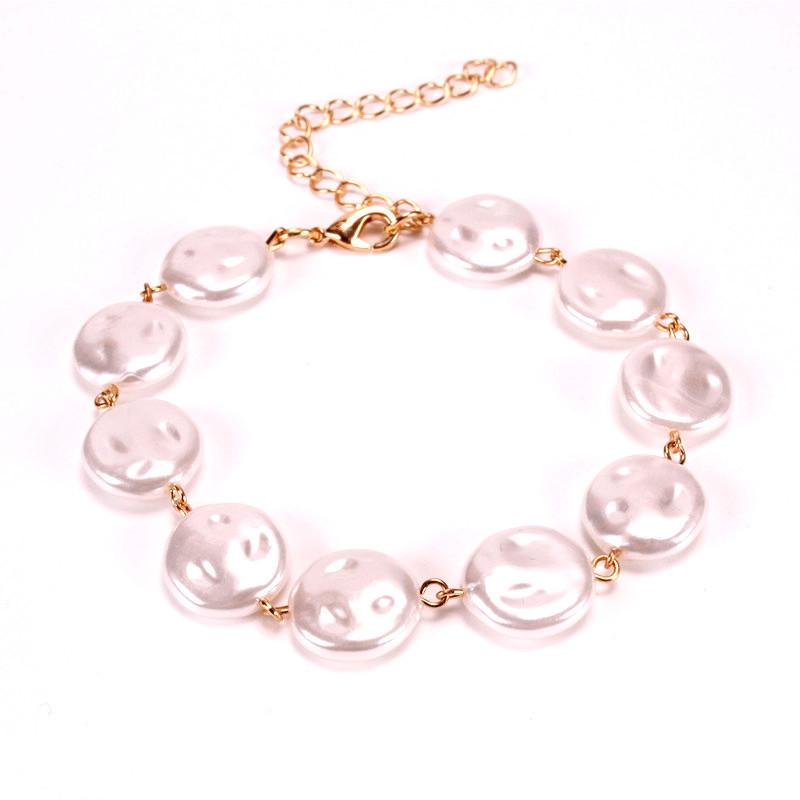 Ornaments Simple Retro Baroque Imitation Pearl Anklet Versatile Bohemian Grid Foot Jewelry Women