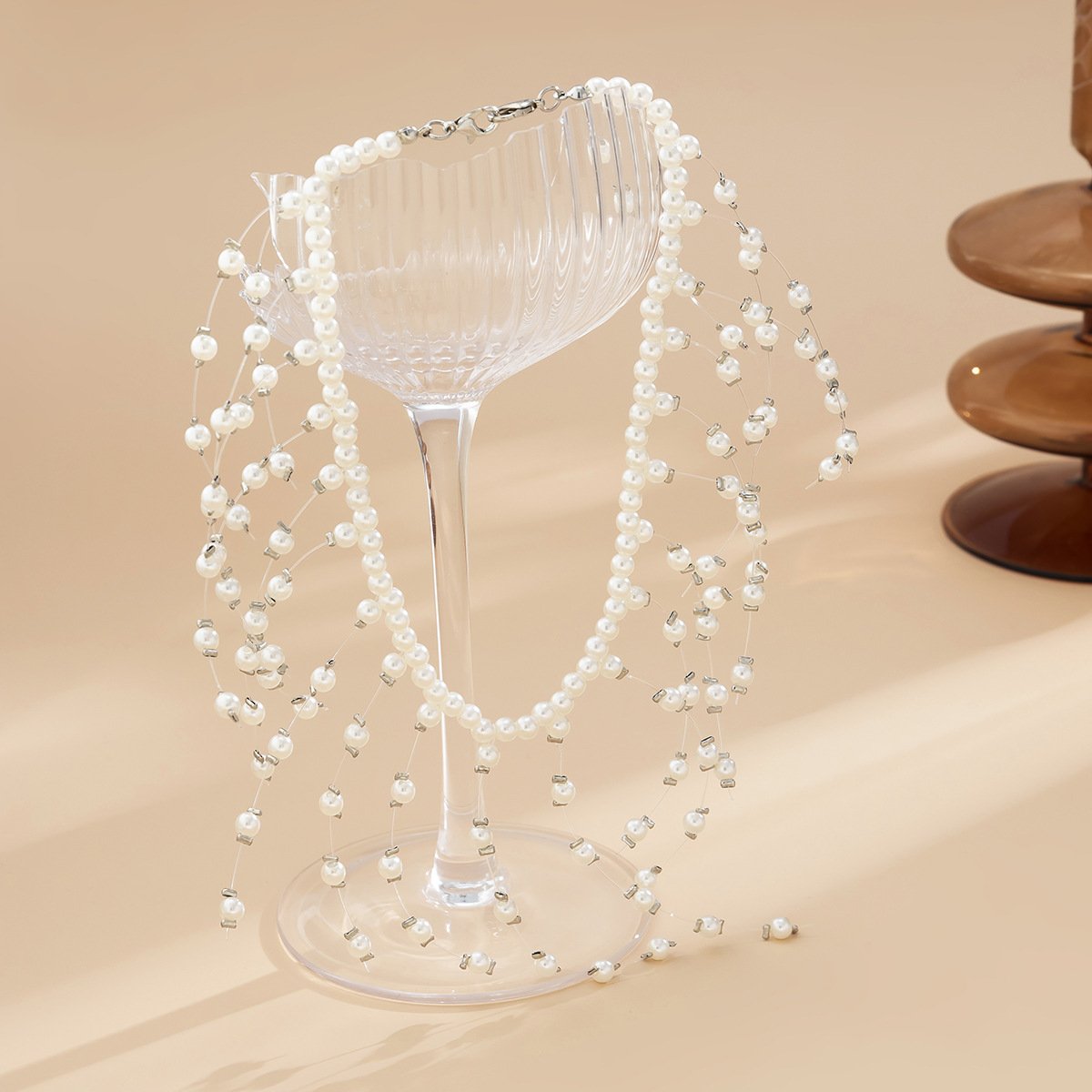 Jewelry Fashion Simple Bridal Beaded Headwear Personality Creative Imitation Pearl Tassel Hair Accessories Female