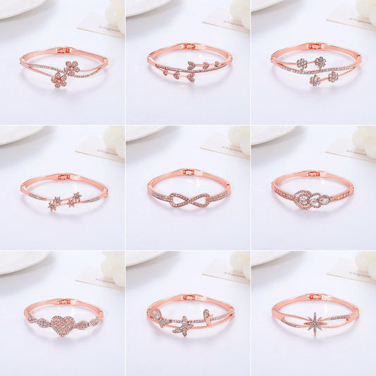 ins diamond bracelet fashion temperament hollow heart geometric bracelet watch accessories simple flower bracelet