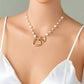 Fashion Alloy Peach Heart Pendant Necklace Simple Imitation Pearl Necklace Accessories