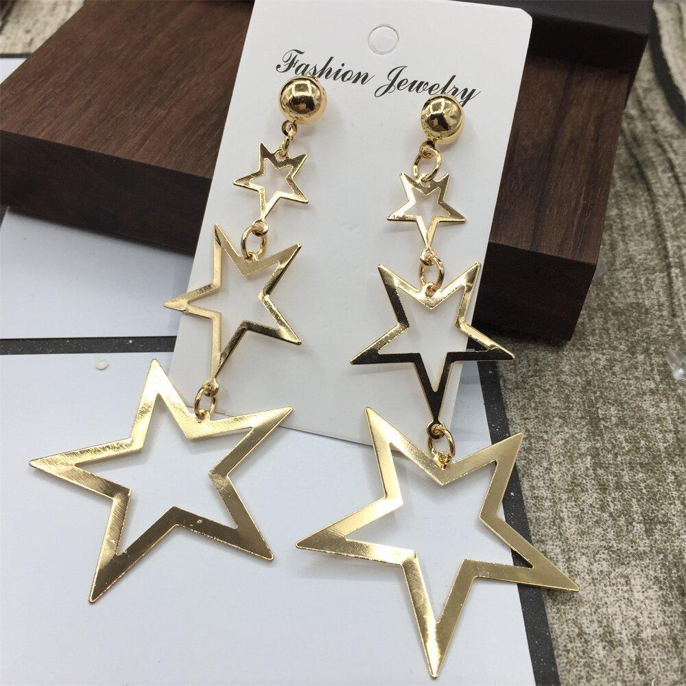 Three-Piece Pentagram Star Stud Earrings Indian Earrings Ornaments