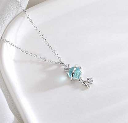 ins personality planet fantasy planet universe key blue crystal necklace necklace jewelry female