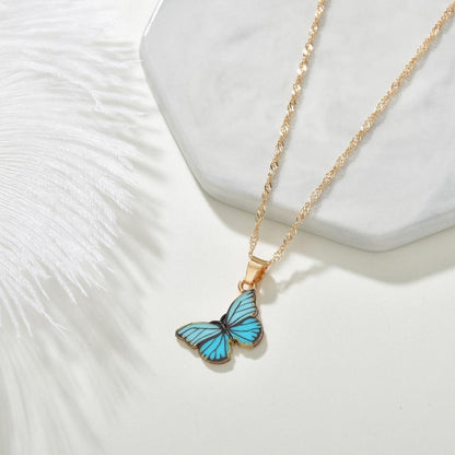 Butterfly necklace female trendy ins cold net red personality simple hip-hop pendant boudoir honey couple clavicle chain