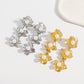 E118 Simple three-dimensional metal flower earrings cold design pearl long temperament earrings