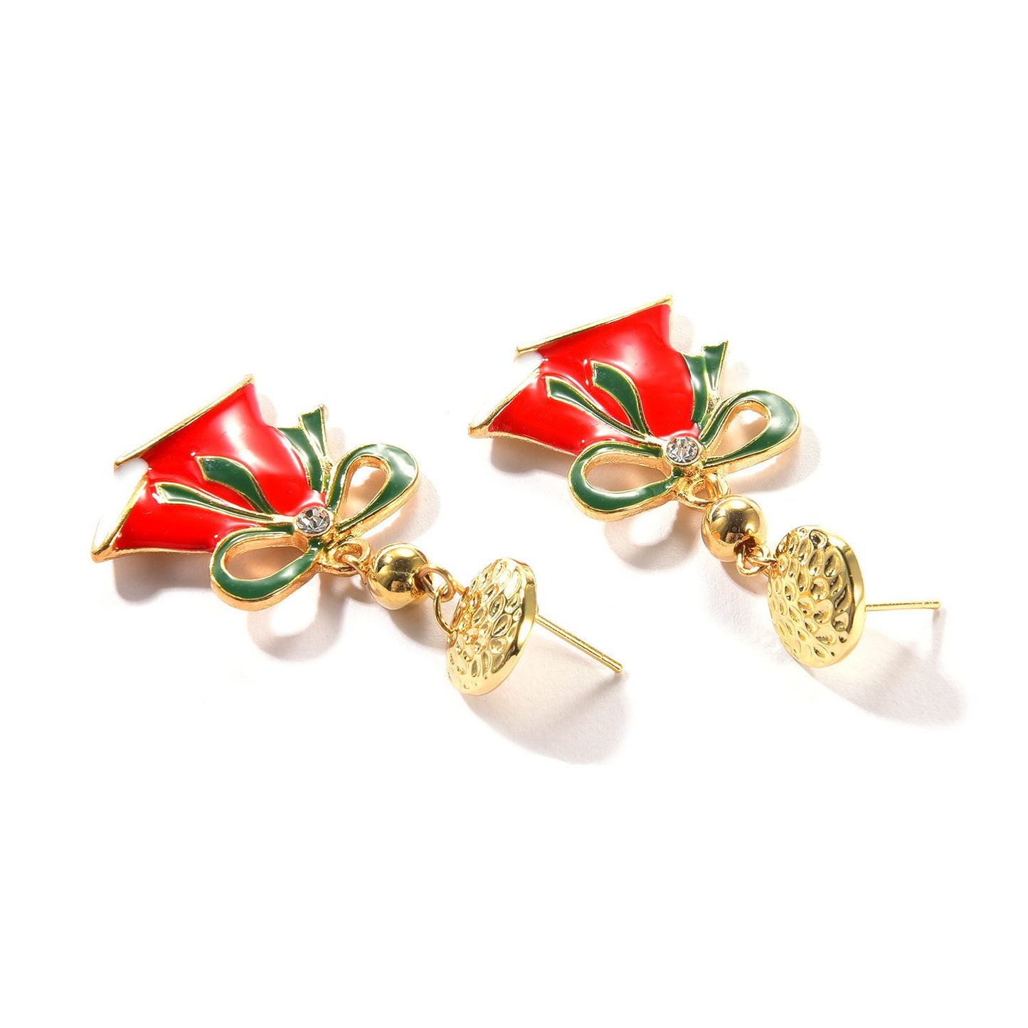 Ornament red dripping oil Christmas bell pendant earrings ladies Christmas earrings earrings