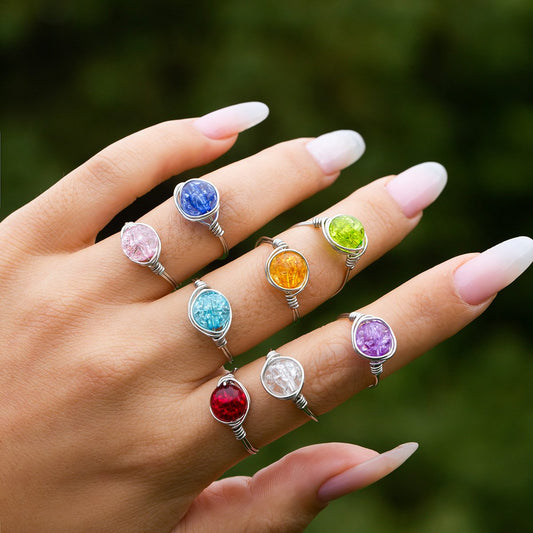 Jewelry Versatile Winding Metal Ring Hand Decoration Personality Simple Color Crack Bead Ring Female
