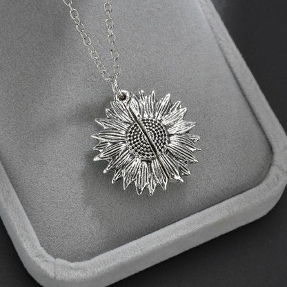 Popular necklace women's sunflower double lettering necklace alloy flower short collarbone