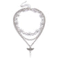 Jewelry Retro Geometric Hollow Cross Necklace Simple Thorn Knotted Multilayer Necklace Set Chain