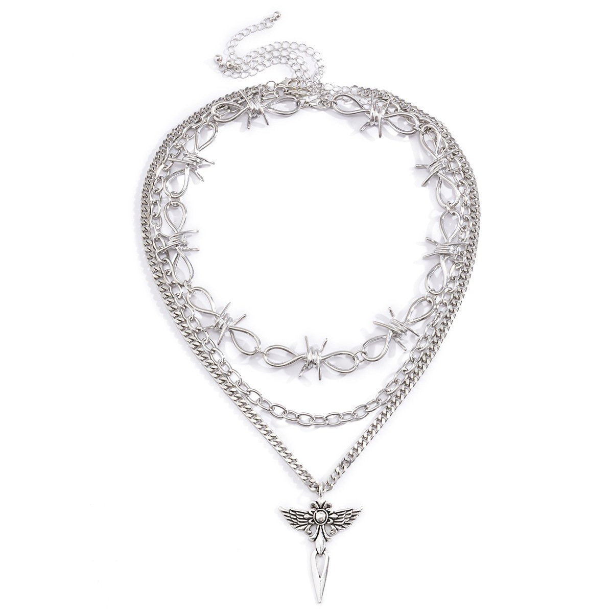 Jewelry Retro Geometric Hollow Cross Necklace Simple Thorn Knotted Multilayer Necklace Set Chain