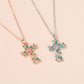 Personality Flower Cross Necklace Fashion Temperament Diamond-studded Leaf Clavicle Chain Simple Necklace Female