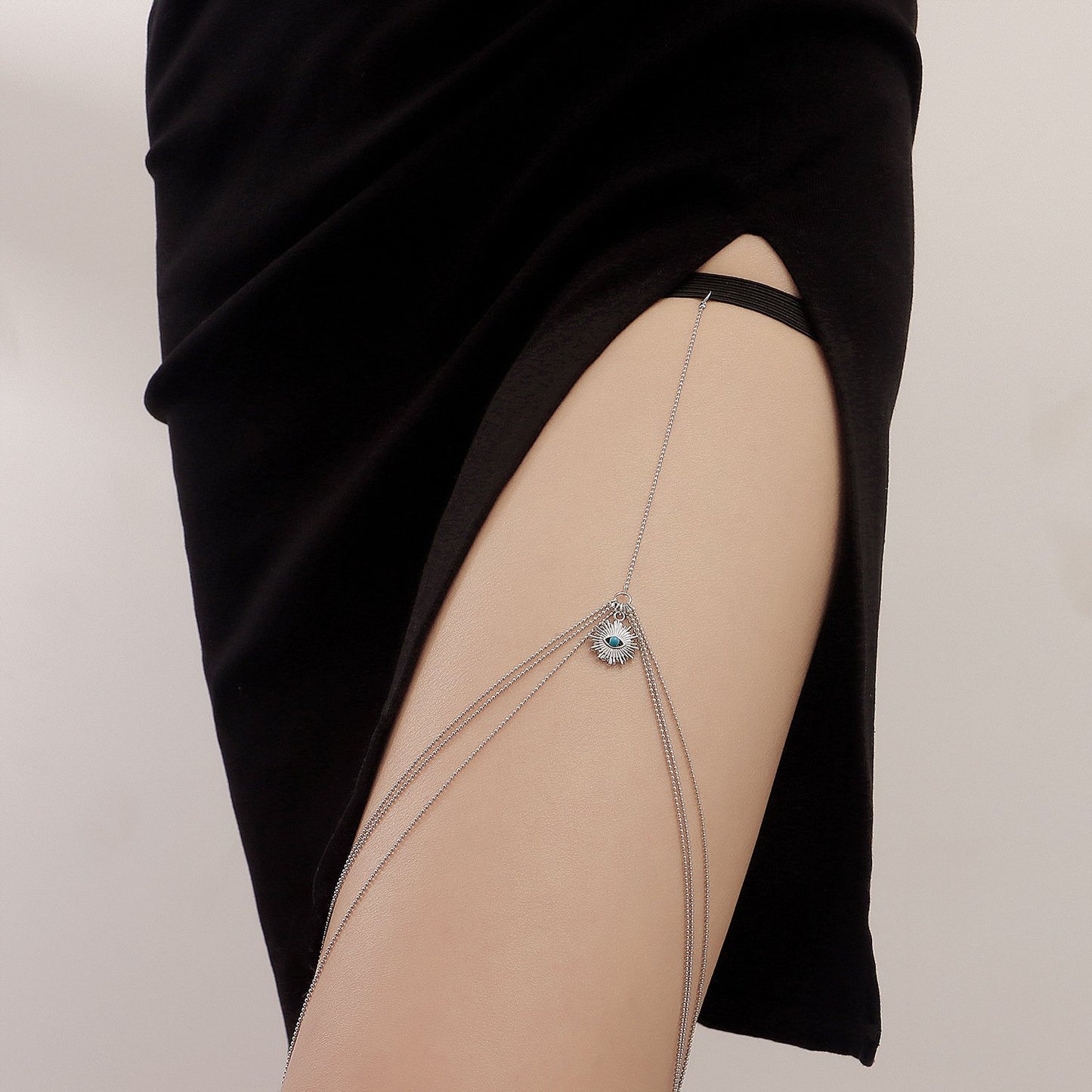Jewelry Fatima Evil Eye Multi-Layered Ball Chain Leg Jewelry Feminine Elastic Bandage Leg Ring