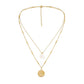 Personalized fashion stainless steel double stacked stitching golden freshwater pearl coin necklace collarbone chain